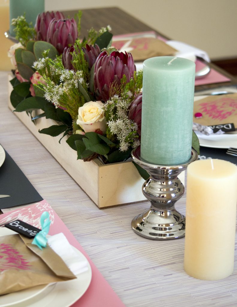 Protea Centerpiece with Candles